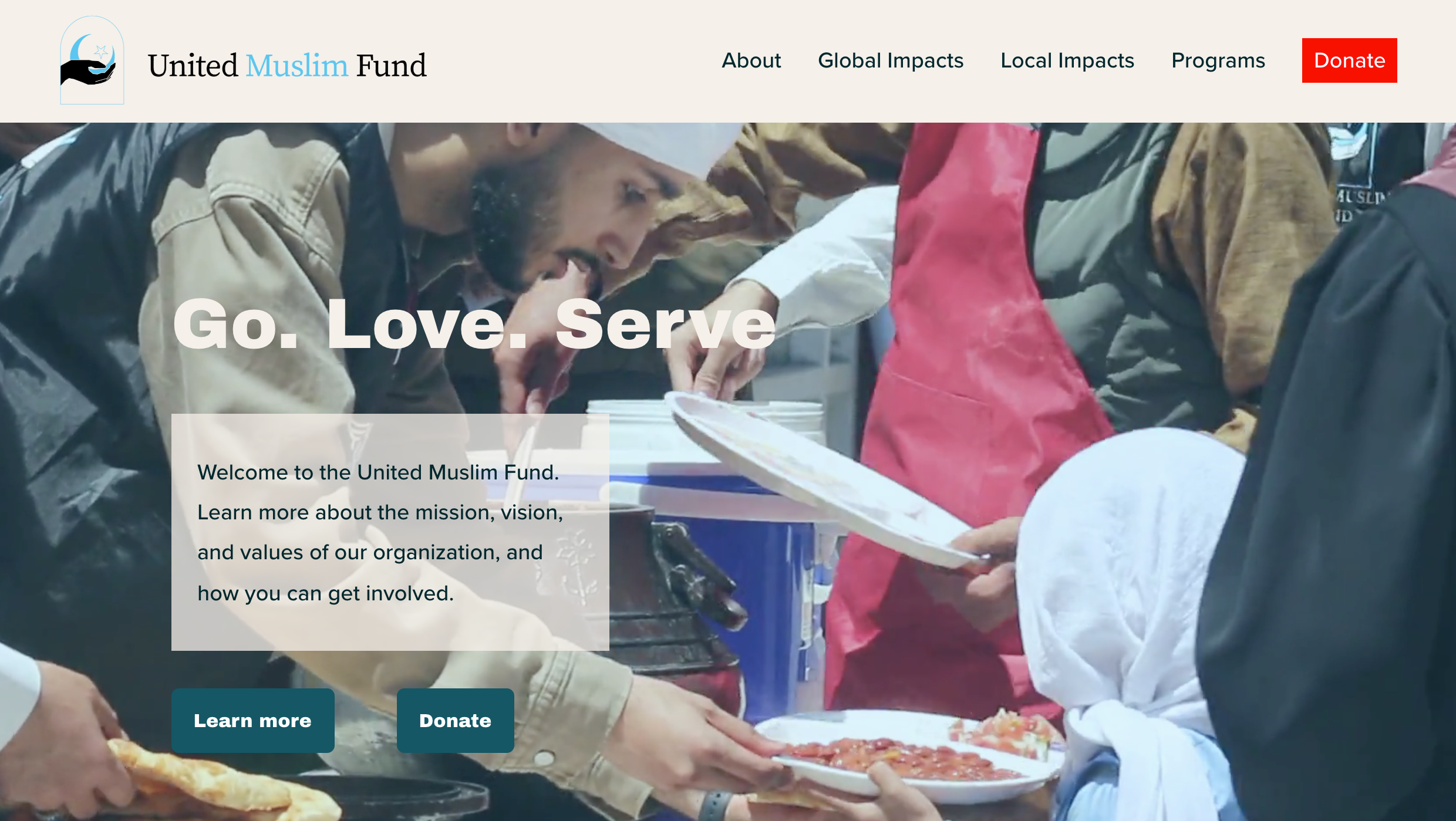 Image of United Muslim Fund landing page which leads to the website itself